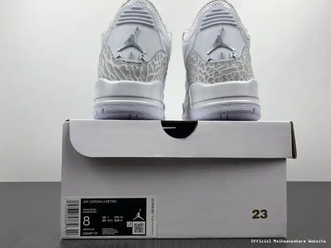 Official Maikesneakers White' Retro Jordan 3 'Triple 429487-111 Air PS 0504